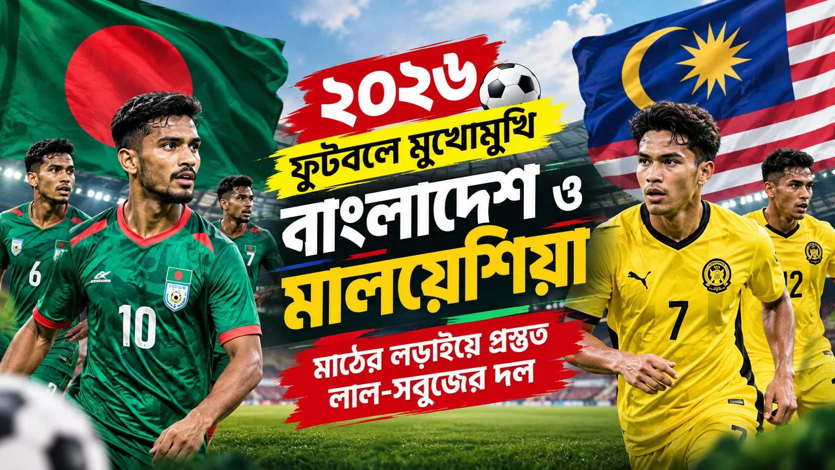 ২০২৬ ফুটবলে মুখোমুখি বাংলাদেশ ও মালয়েশিয়া: মাঠের লড়াইয়ে প্রস্তুত লাল-সবুজের দল