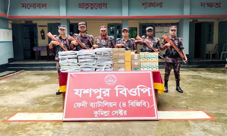ফেনীতে বিজিবির অভিযানে অর্ধকোটি টাকার ভারতীয় মালামাল জব্দ